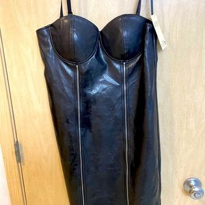 Faux leather mini dress